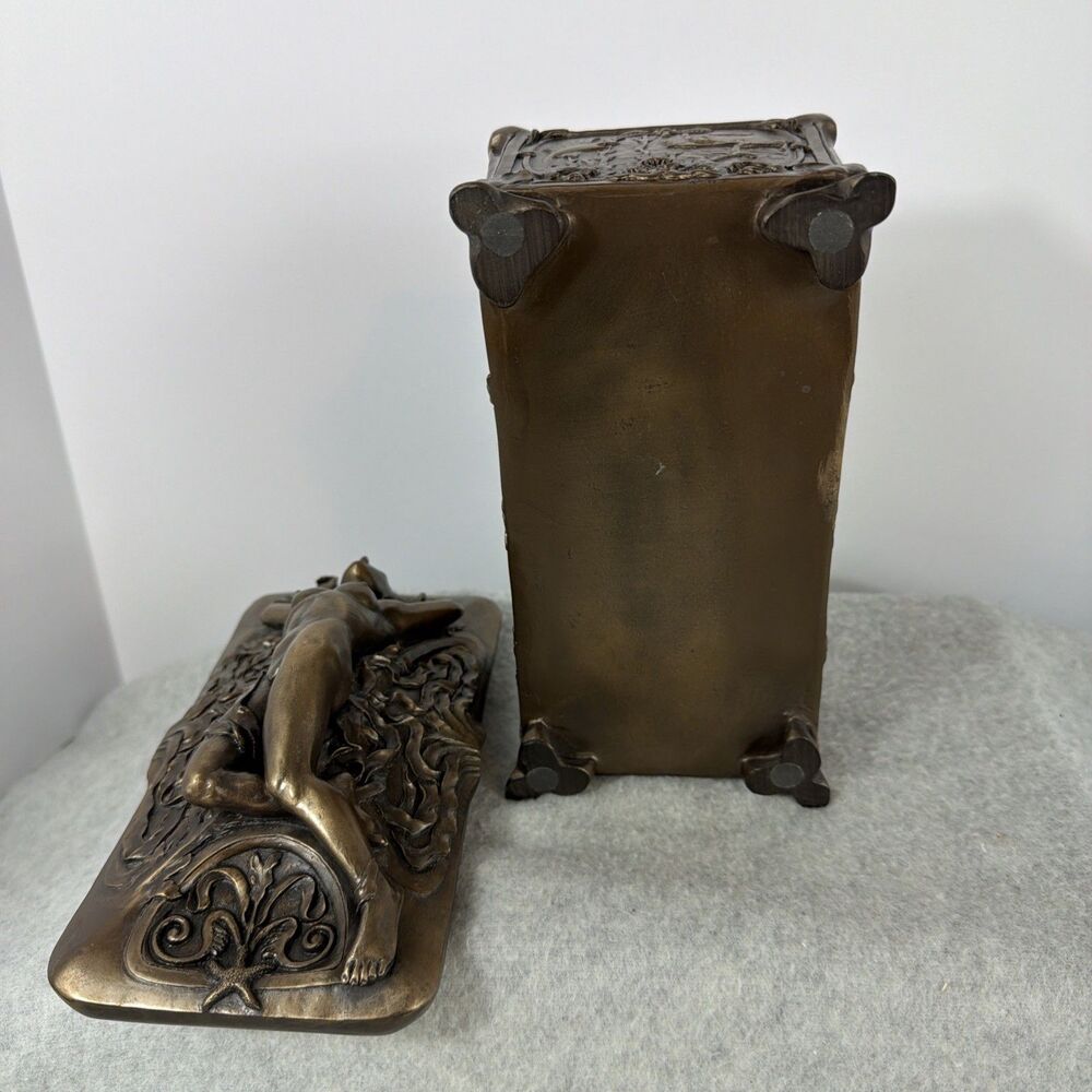 Vintage Sirens Style Casket Jewelry Trinket Box with Woman Figure on the Lid - Picture 7 of 10
